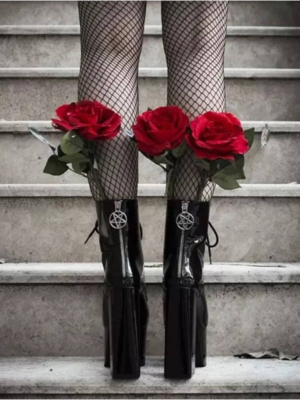 Killstar 2018 Black Patent PVC Trace Platform Boots Size 6